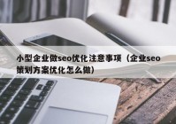 小型企业做seo优化注意事项（企业seo策划方案优化怎么做）