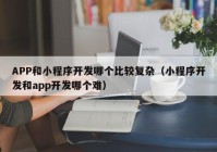 APP和小程序开发哪个比较复杂（小程序开发和app开发哪个难）