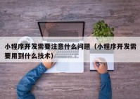 小程序开发需要注意什么问题（小程序开发需要用到什么技术）