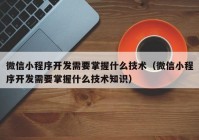 微信小程序开发需要掌握什么技术（微信小程序开发需要掌握什么技术知识）