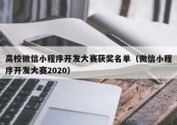 高校微信小程序开发大赛获奖名单（微信小程序开发大赛2020）