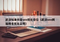 武汉标准抖音seo优化价位（武汉seo网站排名优化公司）